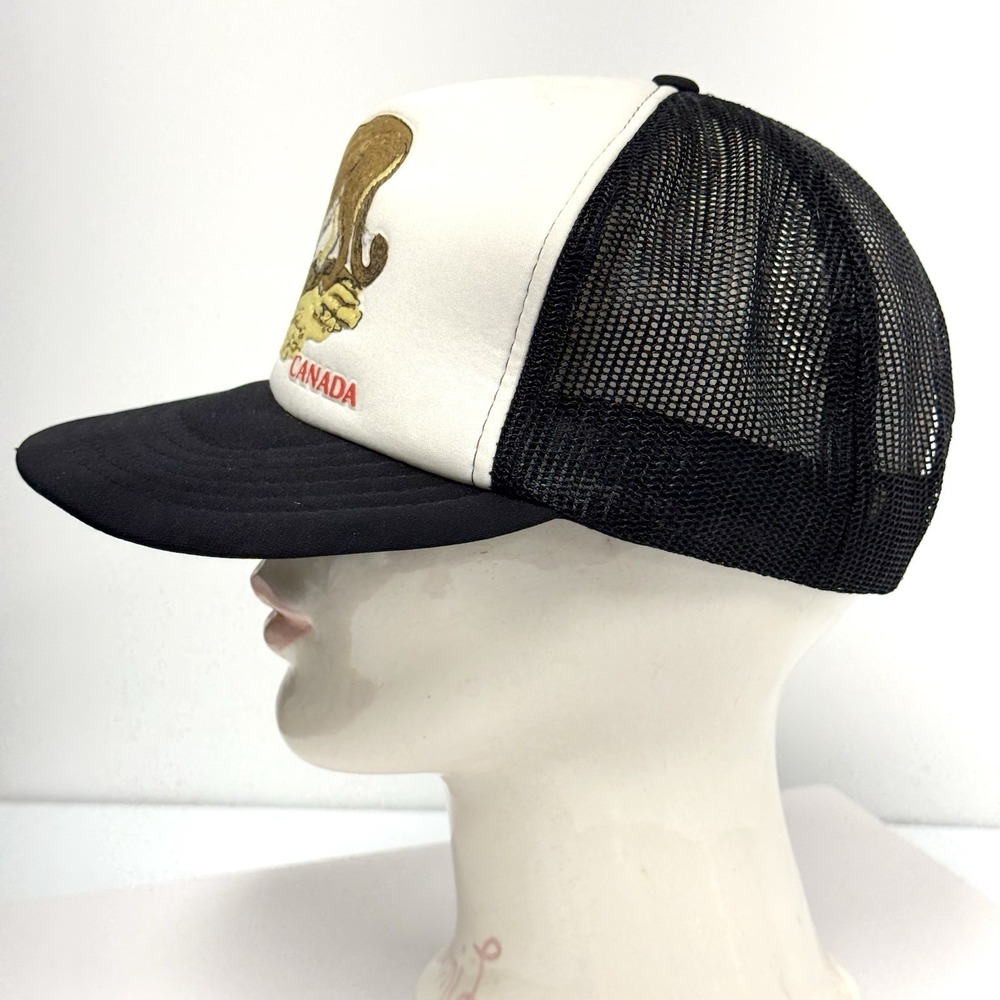 Vintage‎ Mesh Snapback Trucker Hat Canada Cougar hat black and white - Picture 9 of 12